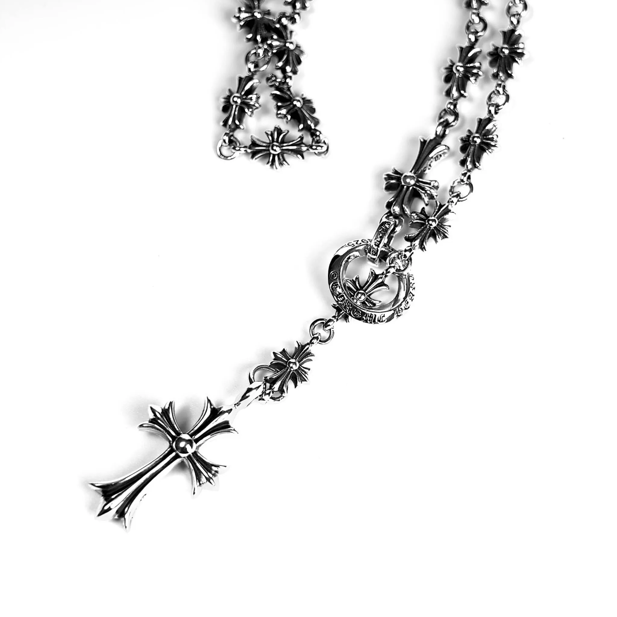 CH cross and babyfat charm with tiny E CH plus chalk chain
